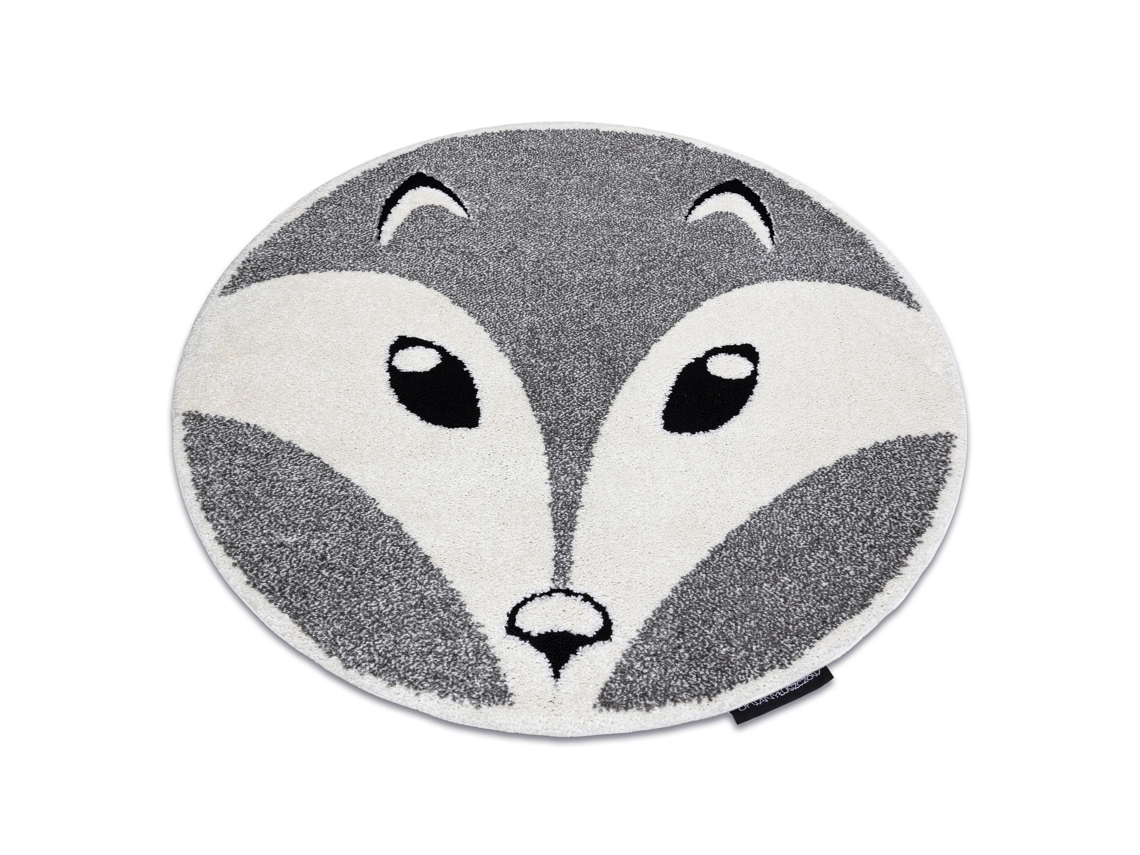 Alfombra Infantil Moderna Joy Circulo Fox, Zorro Para Niños - Estructura Dos Niveles de Vellón Gris / Crema (circulo 160 cm)