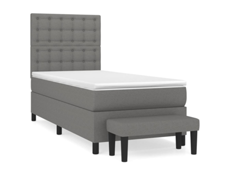 vidaXL Cama con somier y colchón 90x190 cm tela gris oscuro
