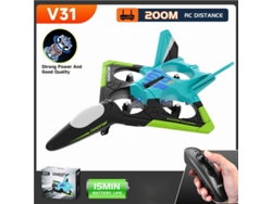 Avión planeador de espuma V31, dron de control remoto (duración de la batería: 15 min - 2 baterías - verde) YIZHOOD