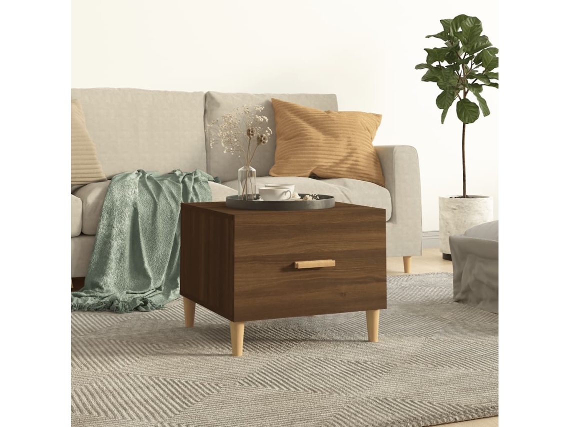 Mesa De Centro | Mesa De Café | Mesa De Salón Madera Contrachapada Roble Marrón 50x50x40 Cm