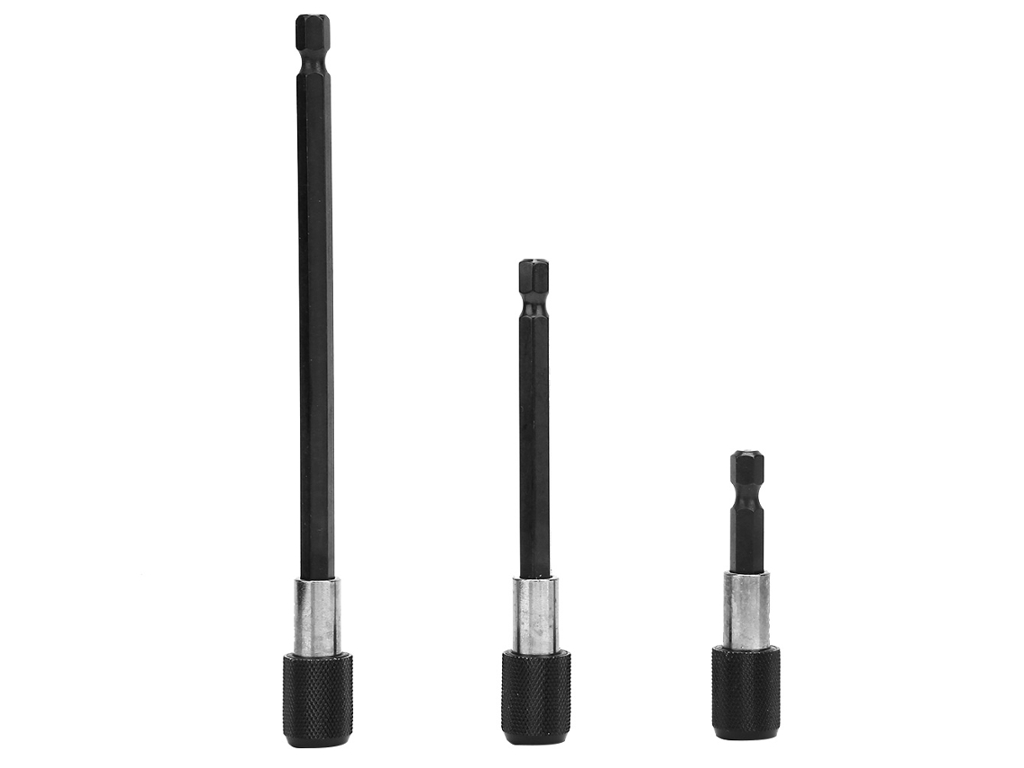 3 Varillas De Extensión Hexagonales De 1/4" Con Punta De Destornillador Magnética Autoblocante.