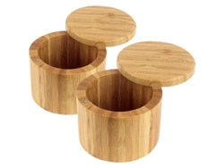 2026-caja De Sal Y Pimienta De Bambú Orgánico 2025 Abedoe, Recipiente Con Tapa Giratoria Para Almacenamiento En Cocina