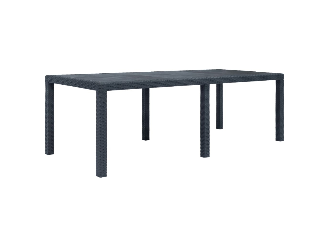 Mesa de jardín 220x90x72cm Antracita Plástico con Aspecto de Mimbre DKD HOME DECOR