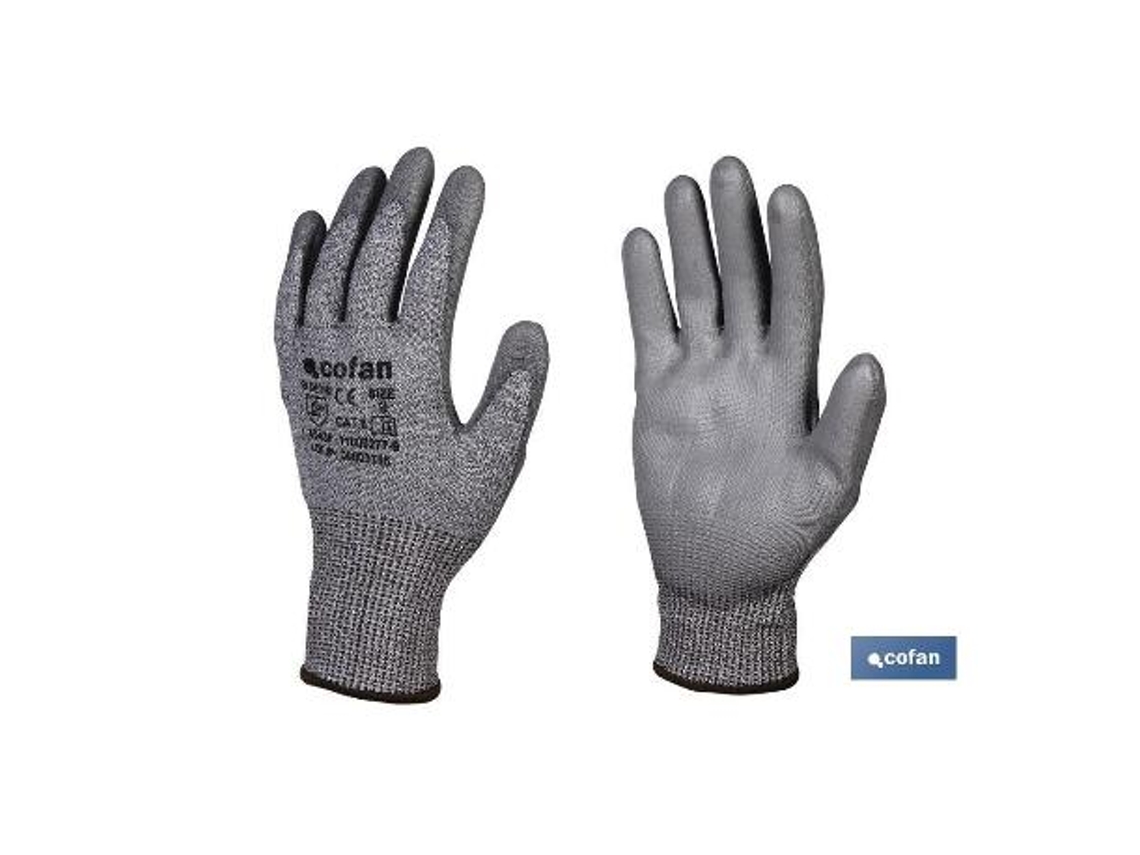 Guante anticorte impregnado pu gris t-11   caja 12 unid.