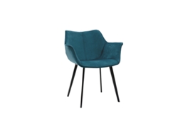 Silla moderna Volo Miliboo en terciopelo verde azulado con patas de metal negro
