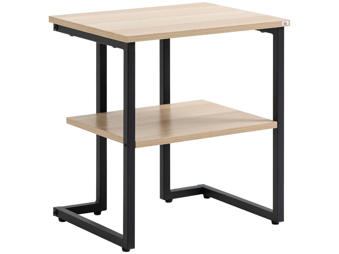 Mesa Lateral Moderna Prateleira Sala Quarto Design Natural 45x35x48 Cm