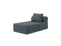 Sofá Modular 1 Lugar+ Puff Convertible Veludo Regular Azul Escuro