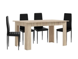 Pack Mesa de Comedor o Cocina Cambria 4 Sillas en Polipiel/metal Negro SALDOSYSTOCKS