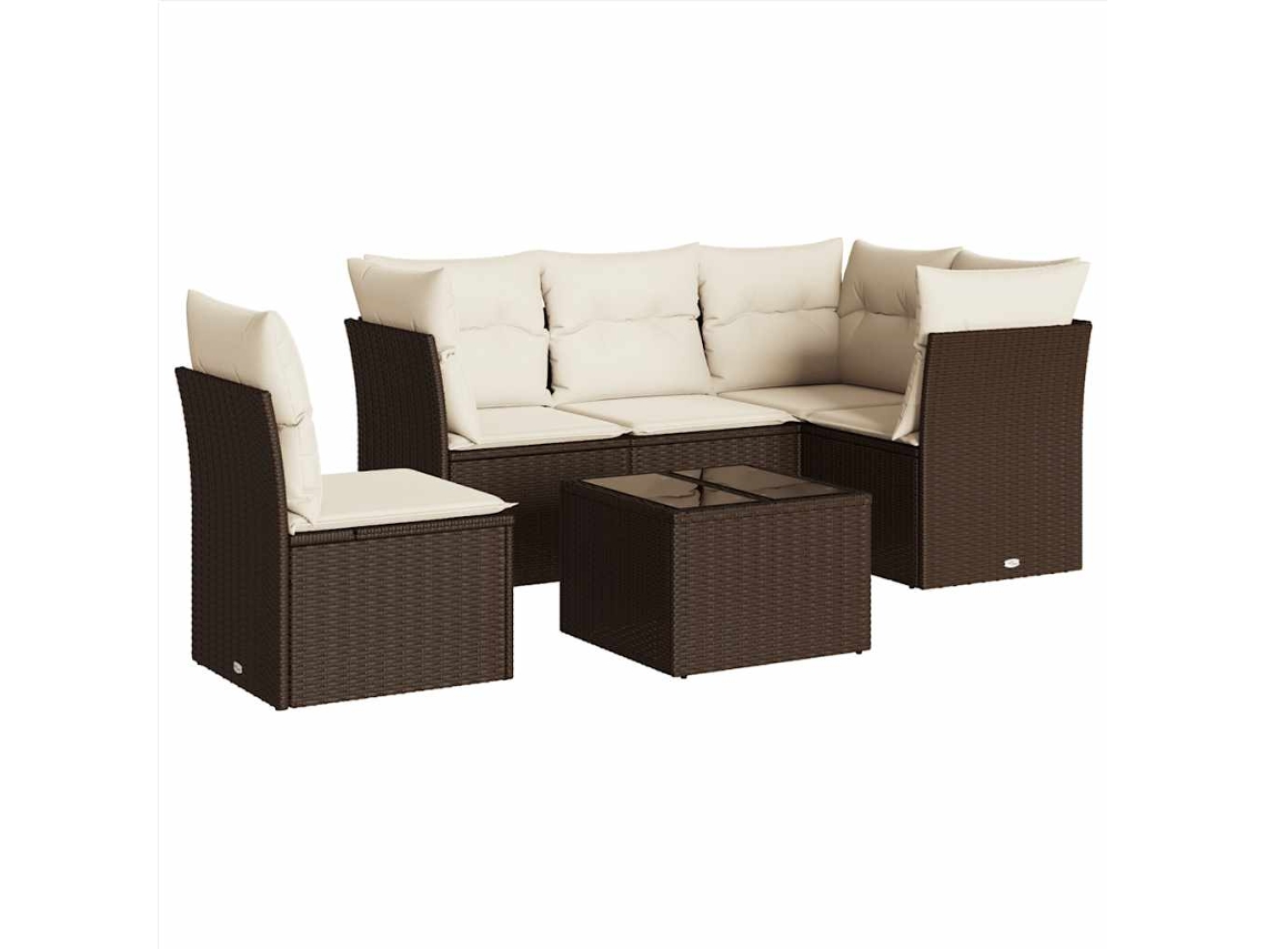 Maison Exclusive - Set Sofás De Jardín 6 Piezas Y Cojines Ratán Sintético Marrón