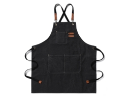 Delantal De Trabajo Impermeable Transpirable Ajustable Grueso Unisex Con Bolsillos Para Barbacoa Y Jardinería Color Negro