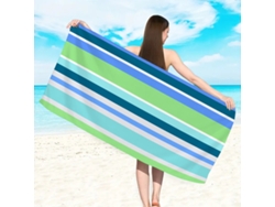 Toalla de playa de microfibra a rayas Yuysan, de alta absorción y secado rápido, 150 x 75 cm, modelo ST726, color azul verdoso.