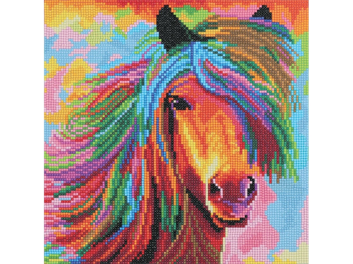 Pintura de diamante Cuadro Kit - Caballo de color - 30 x 30 cm CRYSTAL ART