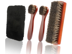 Conjunto 4 Piezas Zapatos De Limpieza Con Cepillo Crin Caballo Y Cabo, Para Cuero