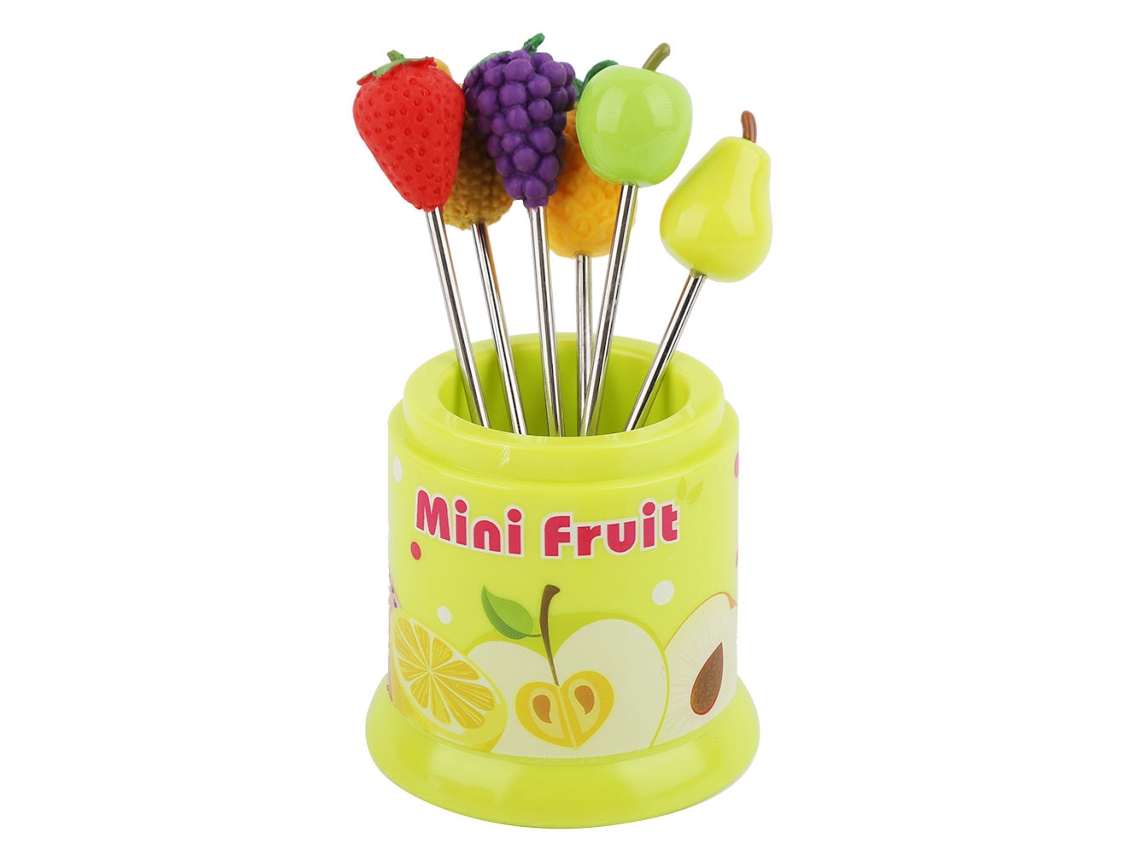 RNEMITERY Juego de 6 Horquillas de Fruta Alegres de Acero Inoxidable, para Postre y Tarta, Ideal para Hogar y Fiesta (Verde)