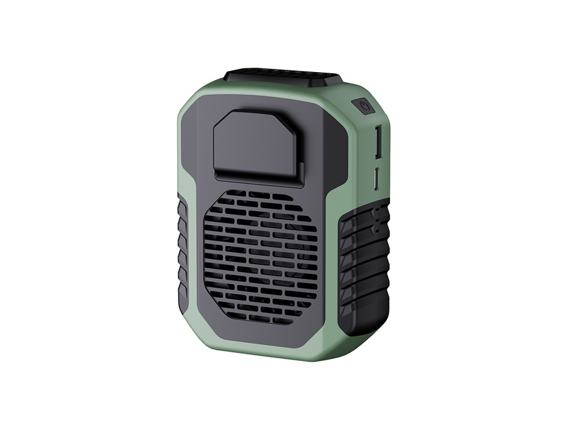 Ventilador de cintura portátil recargable, batería de 6000 mAh, 3 velocidades, ideal para exteriores, color verde