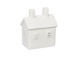 Relaxdays Casita Portavelas De Cerámica, Casa De Luz Para 1 Vela De Té, 12 X 10 X 6,5 Cm, Portacandelitas, Blanco