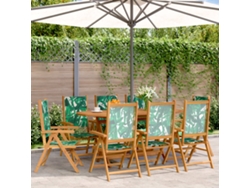 Sillas de jardín reclinables DKD Home Decor de 8 piezas, tela verde y madera maciza