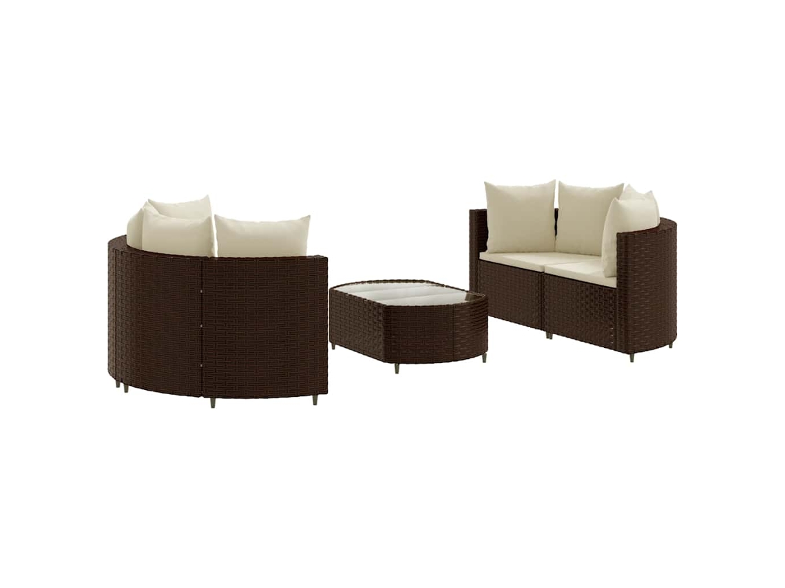 Maison Exclusive - Set Comedor De Jardín 5 Piezas Y Cojines Ratán Sintético Marrón