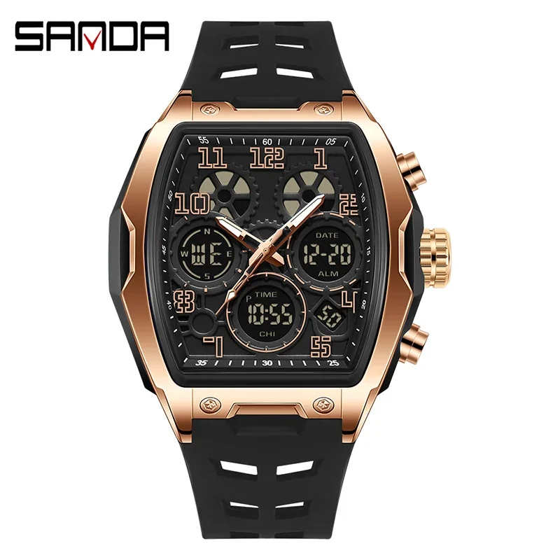 Elegante reloj deportivo electrónico multifuncional para hombre con fecha, alarma, temporizador de cuenta regresiva y resistencia al agua. MDUG