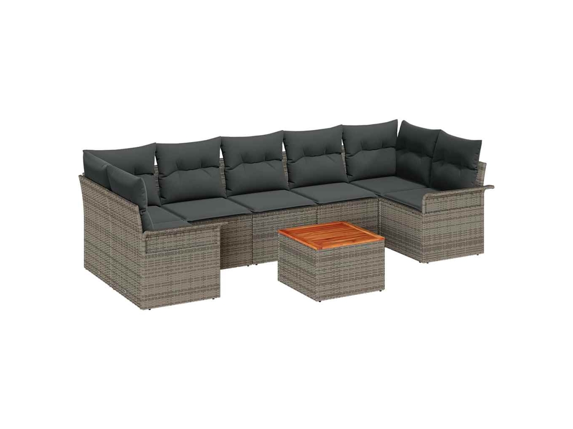 Maison Exclusive - Conjunto De Sofás De Jardín 8 Pcs Gris Ratán Sintético