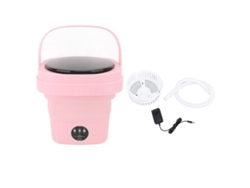 Lavadora plegable portátil de 6 litros, impermeable IPX4, mini lavadora para ropa de bebé y ropa interior, 100-240 V, enchufe USB rosa.