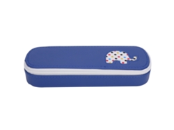 Estuche De Lápices De Cuero Pu Con Patrón De Caballo Cute, Gran Capacidad, Para Estudiantes, Azul Marino S2-13