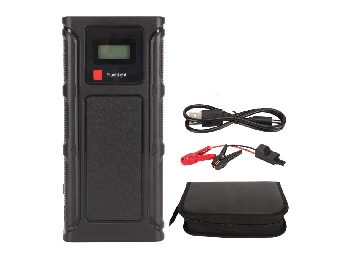 Arrancador portátil para coche, 12 V, 2000 A, batería de 18000 mAh, luz LED, pantalla digital.