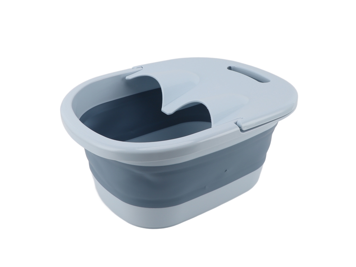 Lavabo plegable para pies con masaje de puntos de acupuntura, de silicona PP, para remojo de pies, color azul