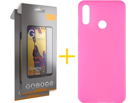 Kit Funda + 2 Protectores de Pantalla Huawei Y6 2019 SKYHE Liso Rosa