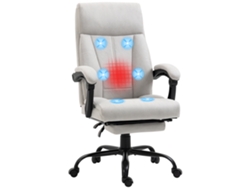 Cadeira De Escritório Com Massagem, Cadeira Para Computador, Aquecimento Lombar, Função De Inclinação, Cinza Claro