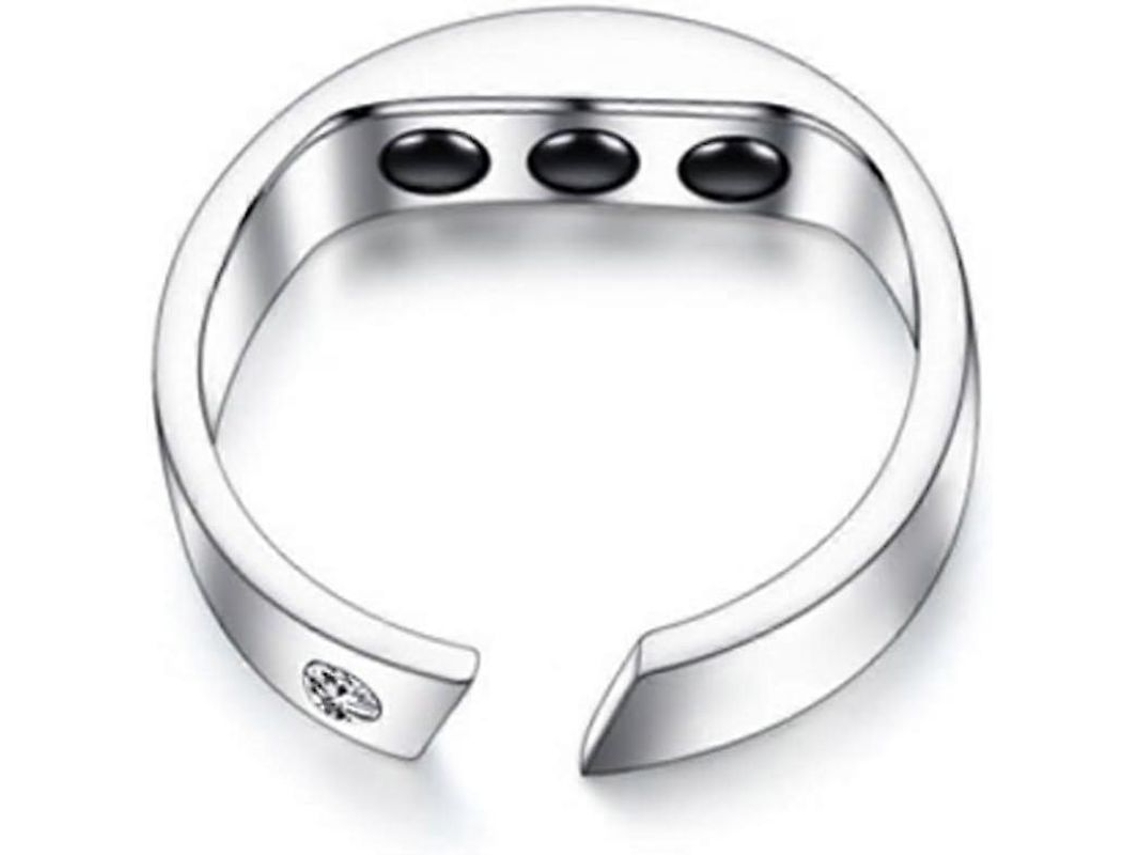 Anillo Antirruido Con 3 Imanes Para La Salud Y Para Dejar De Roncar, Ajustable, Acero De Titanio, Material Plateado.