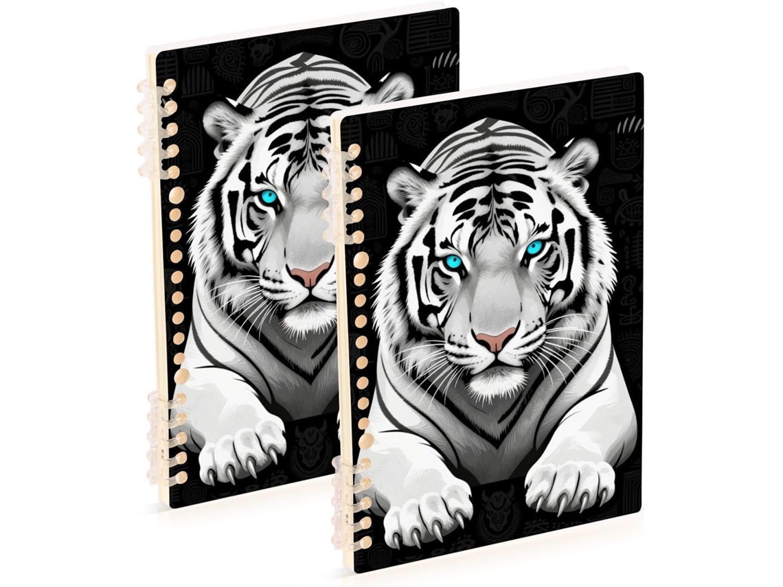 Besportble Juego De Espiral Con Diseño De Tigre Blanco De Ojos Azul Brillante Y Polipropileno 21,1 X 14,5 C...