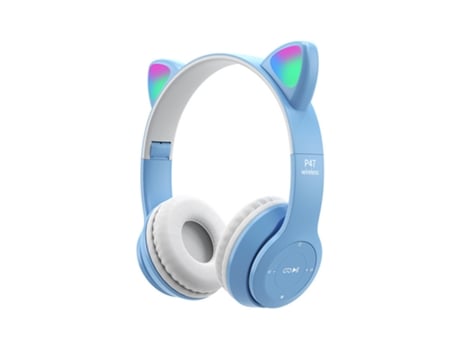 Auriculares Orejas de Gato Iluminan Auriculares de Dibujos Animados Estudiantes Niños Inalámbrico Plegable Azul