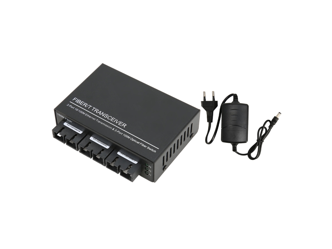 Conversor De Switch Ethernet 100mbps Sc Fibra Monomodo 1310nm Transceptor Led Plug And Play Eu Plug