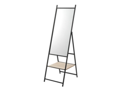 Espejo de pie cuerpo entero Chamois con 1 estante metal MDF 150 x 44 x 60 cm - Negro y Efecto roble [EN.CASA]
