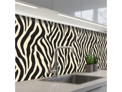 Salpicaderos De Cocina Cebra - Estampado - Clásico - Negro 250x80 Cm
