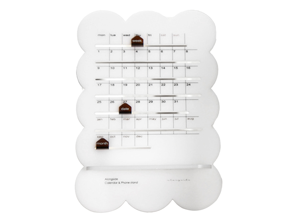 Calendario de escritorio mensual perpetuo Baok, multifuncional, para armar uno mismo, hecho de acrílico transparente con pegatinas animadas y bordes florales.