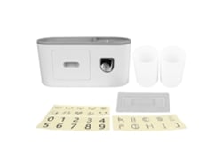 Portacepillos de dientes de pared con vaso y dispensador automático.