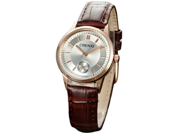 Reloj De Pulsera Informal De Cuero Blanco Con Cuarzo Noctilucent Para Mujer.