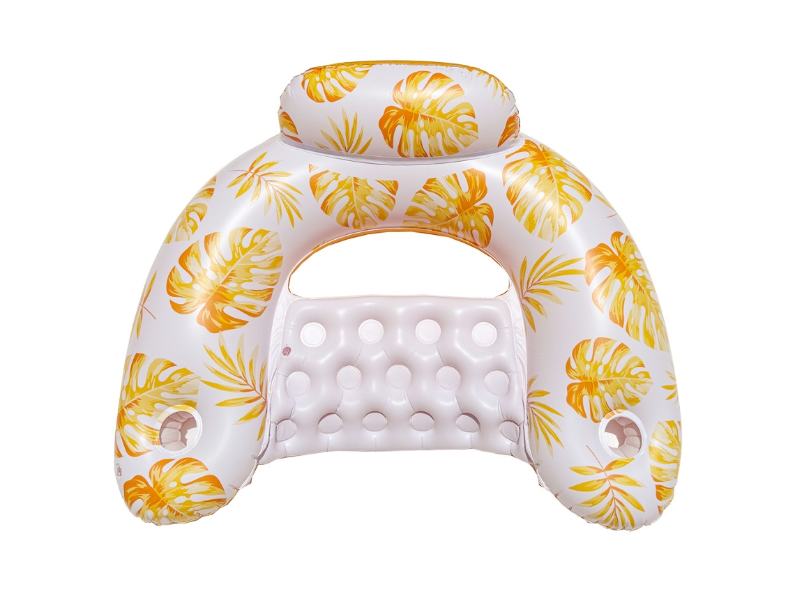 Silla Hinchable Para Piscina Con Portavasos Y Respaldo Juguete Para Fiestas En La Piscina, Color Amarillo. Siurn