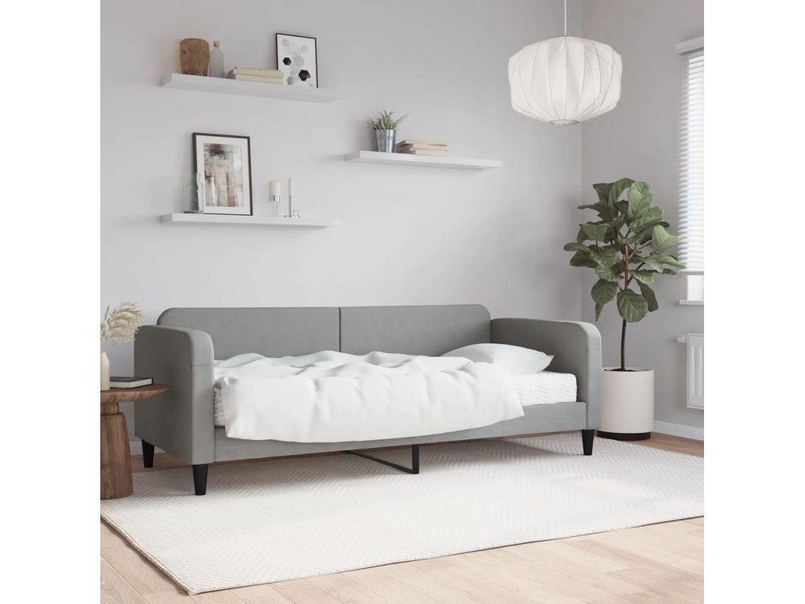 Sofá Cama Con Colchón Tela Gris Claro 80x200 Cm