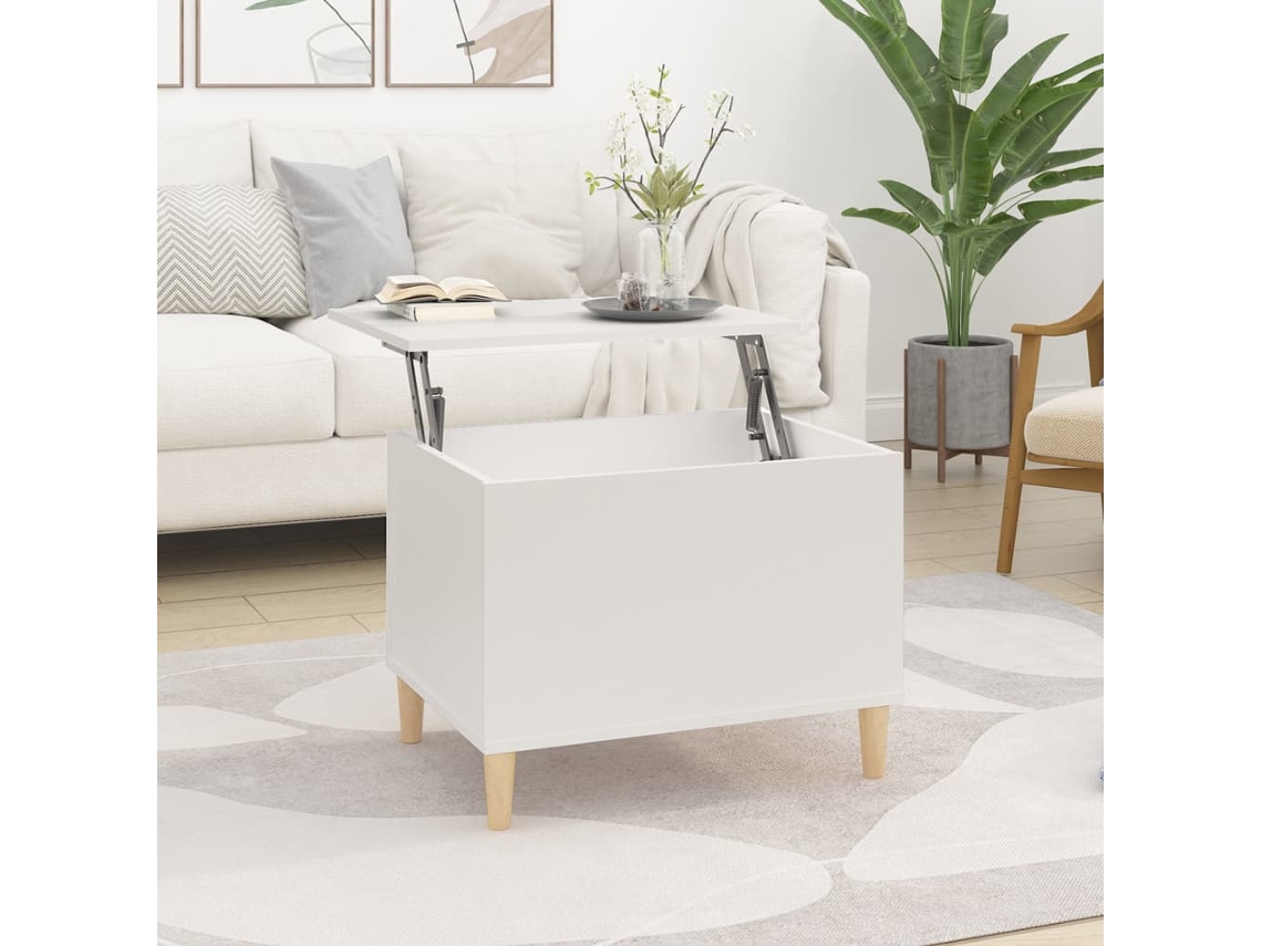 Mesa de Centro de Apoyo 60X44,5X45 Cm Derivados de Madera Blanco