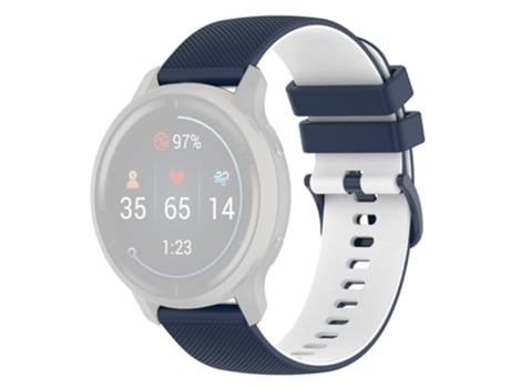 Correa de Silicona 20mm para Garmin Venu2 Plus/Vivoactive 3/Vivomove - Azul marino/blanco