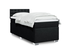 Cama Box Spring Con Colchón Tela Negro 80x200 Cm