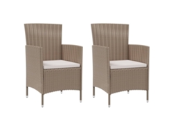 Conjunto 2 Silla de jardín VIDAXL Beige Poli Ratán (61x60x88 cm)