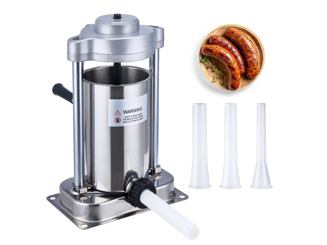 Embutidora manual vertical de acero inoxidable de 2 l con montaje en banco Tekmaquinas