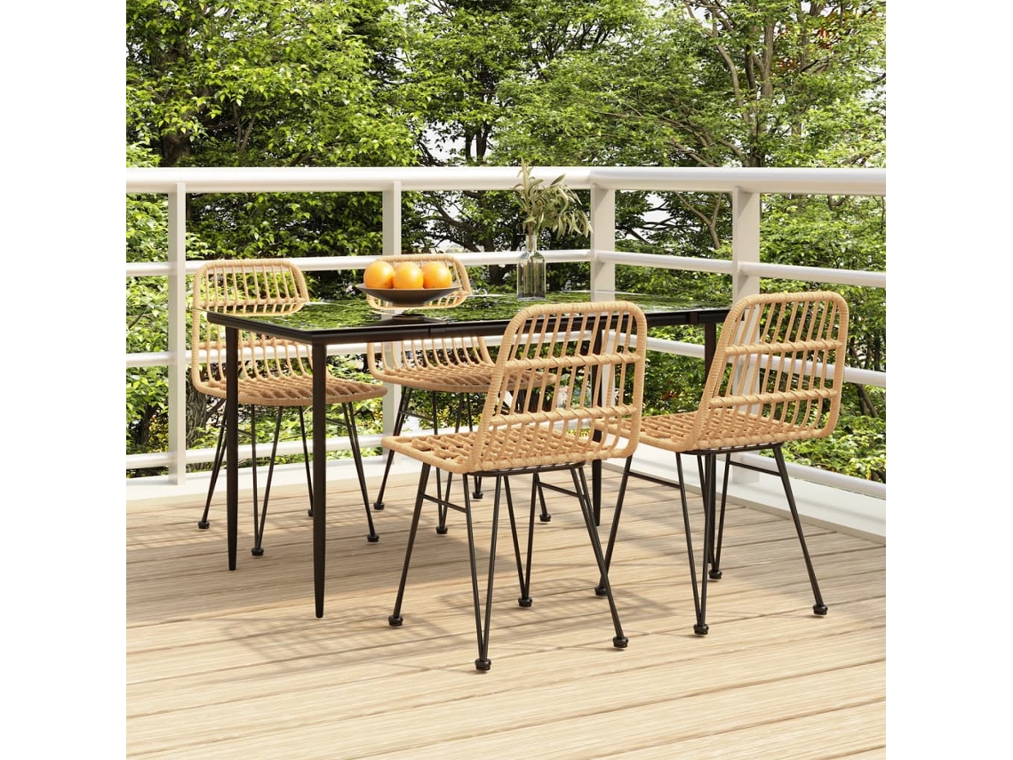 Juego de comedor de jardín de 5 piezas en mimbre PE Dkd Home Decor