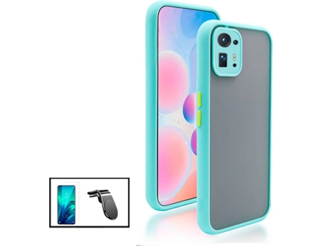 Kit Funda Anti-Choque Cámara Protection, Protector 5D Full Cover y Soporte Magnético L SafeDriving Coche Xiaomi Mix 4 PHONECARE Azul Claro