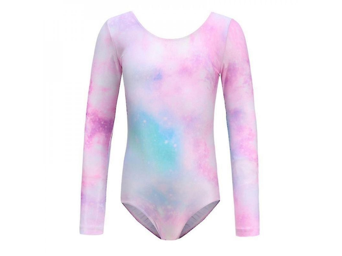 Rebe - Conjunto de gimnasia para niñas con leotardo de manga larga, ideal para baile, yoga y cenas - Talla 130cm B