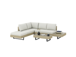 Conjunto Modular De Ratán De 3 Piezas: Sofá Y Mesa De Centro.